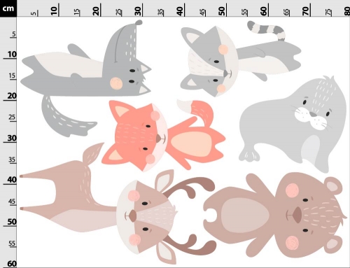 Erdei állatkák falmatrica méretezve